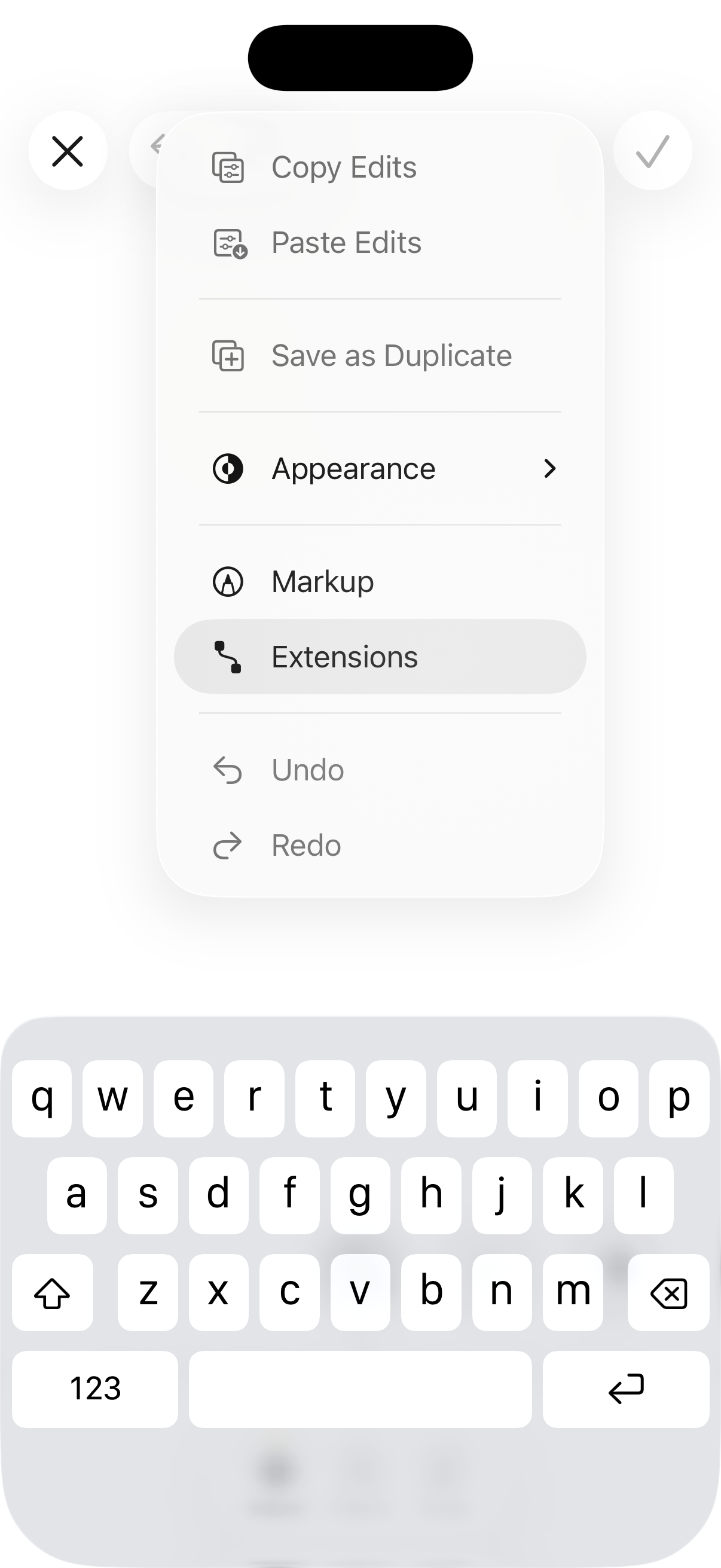 photo editing menu